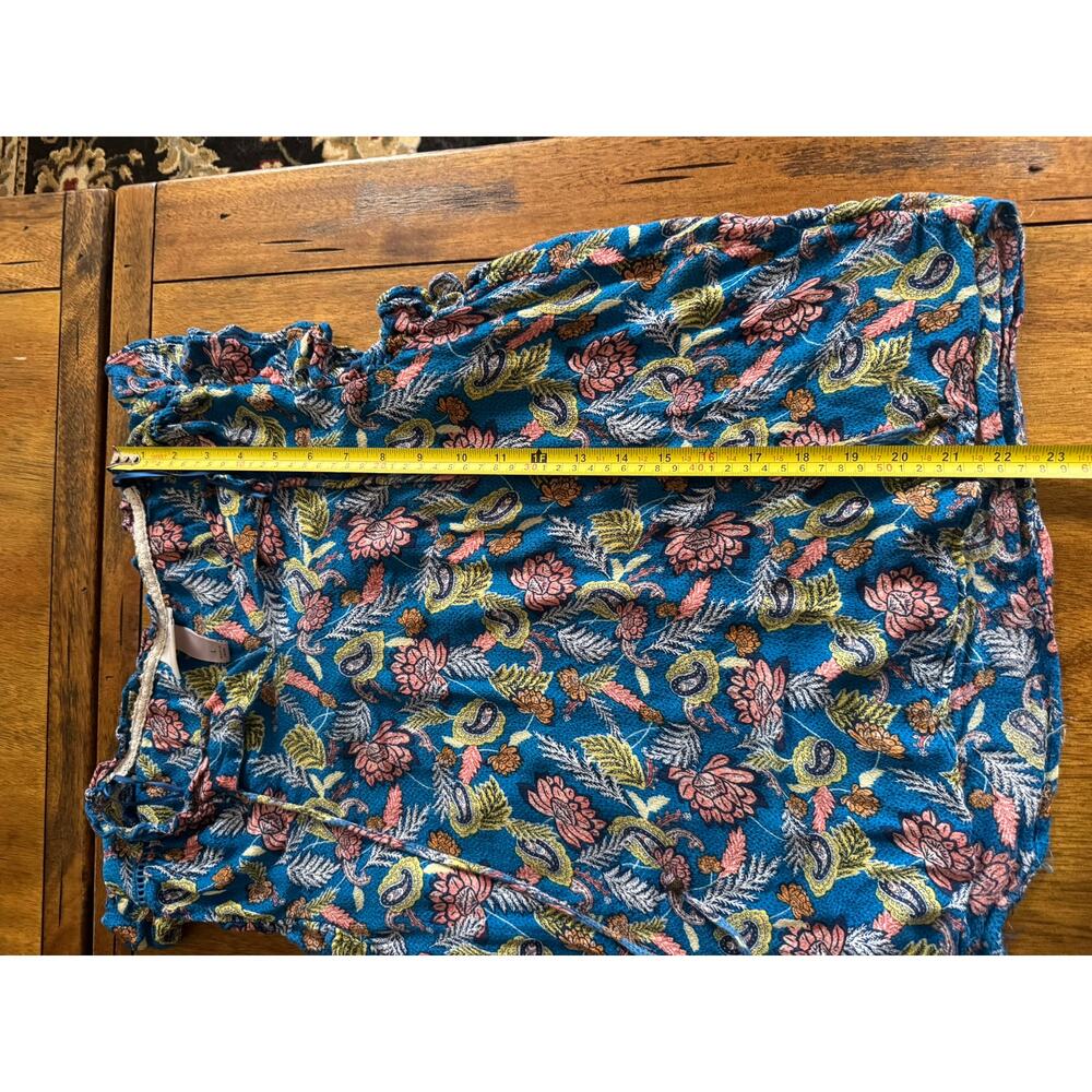 Knox Rose Boho Floral Rayon Tie Front Women’s Blouse Top Size L - Picture 9 of 11